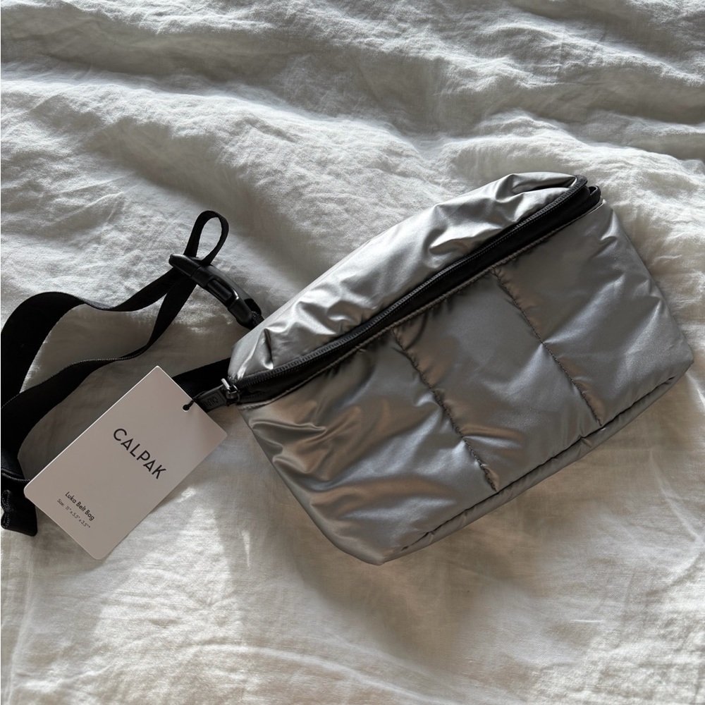 Calpak Metallic Silver Crossbody Bag